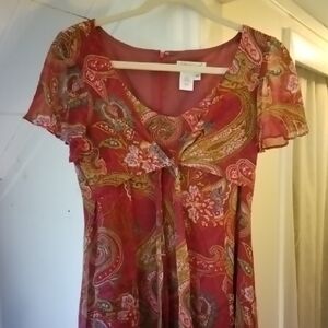 Paisley Print Red Dress